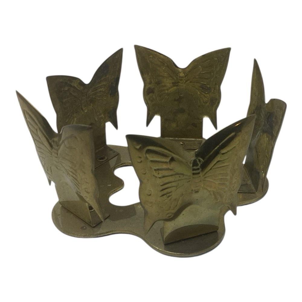 Vintage Brass Butterfly Candle or Coaster Holder No Coasters Or Candles Included